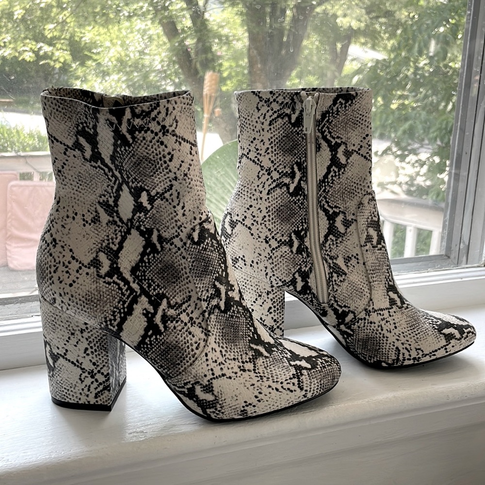 Madden Girl snakeskin booties